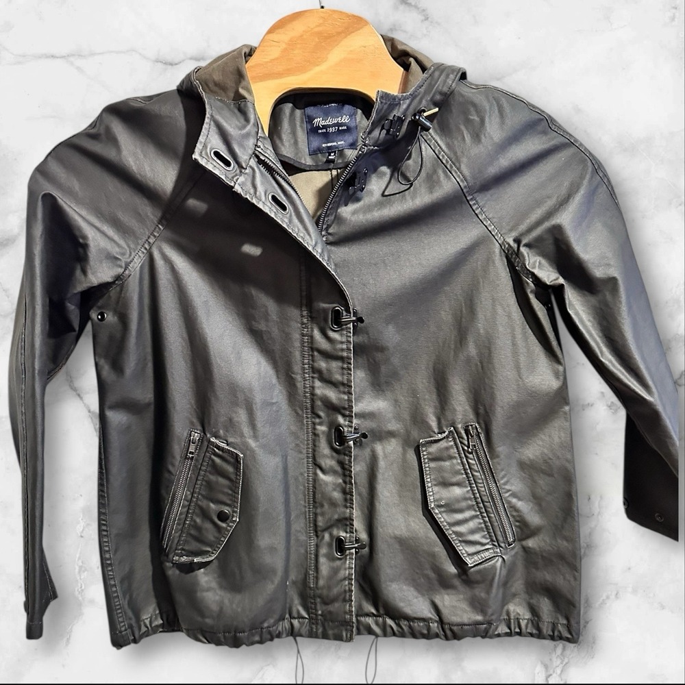 Madewell Black Coated Rain Jacket Style #A1932 SZ Medium